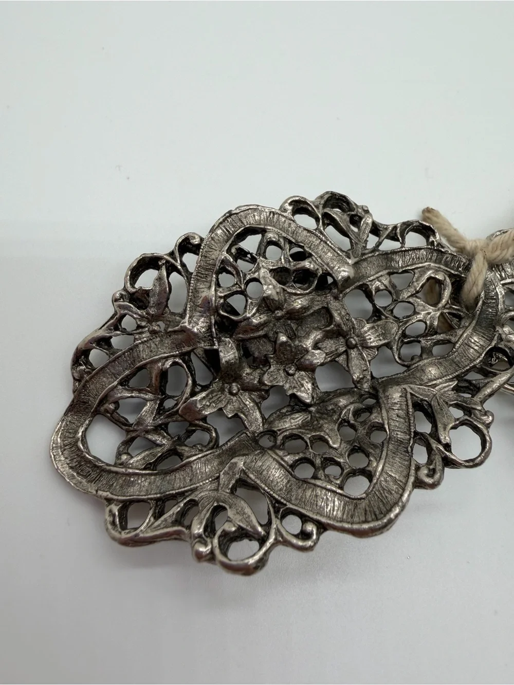 Vintage silver tone molded floral shoe clips